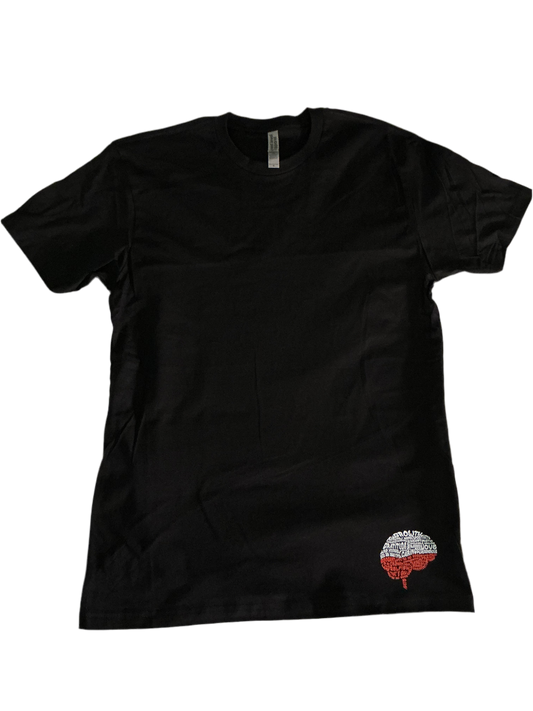 Growth T-Shirt BLACK (Red & White Brain)